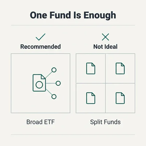 A flat vector comparison diagram titled 'One Fund Is Enough' shows two bordered panels on a warm off-white background.
